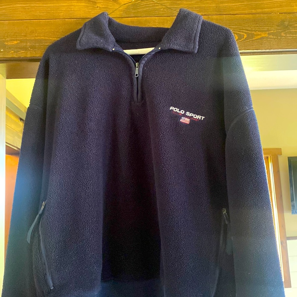 VTG 90s Y2K Polo Sport Ralph Lauren Navy Quarter Zip Fleece women - Picture 1 of 3
